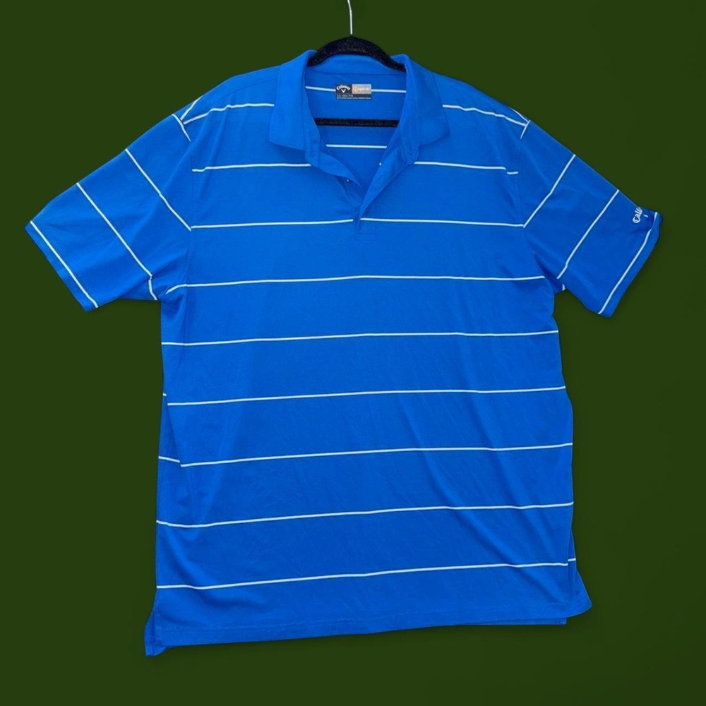 Callaway Opti-Dri Blue Striped Performance Golf Polo Men's XXL